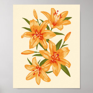 Orange Lilies. Flower illustration Poster