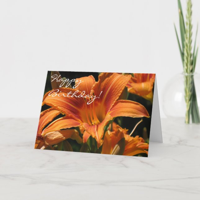 Orange Lilies - Happy Birthday! Card (Front)