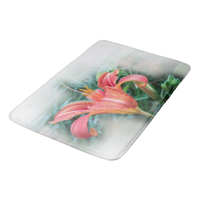 orange lily bath mat (Angled)