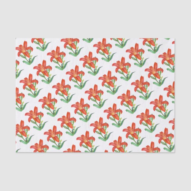 Orange Lily Botanical Illustration Tissue Paper (Front)