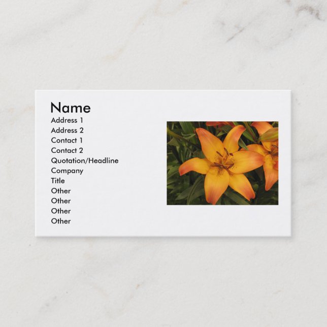 Orange Lily Business Card (Front)