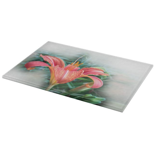 orange lily cutting board (Corner)