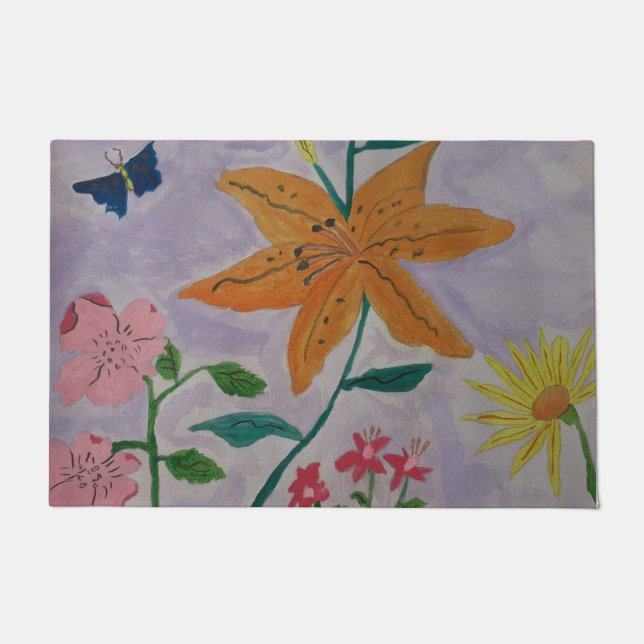 Orange Lily Doormat (Front)