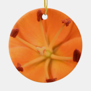 Orange Lily Floral Custom Birthday Ceramic Tree Decoration