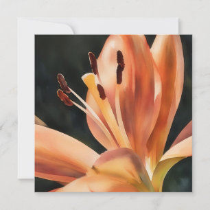 Orange Lily Flower Flat Note Card