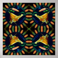 Orange Lily Flower Mirror Floral Abstract Art  