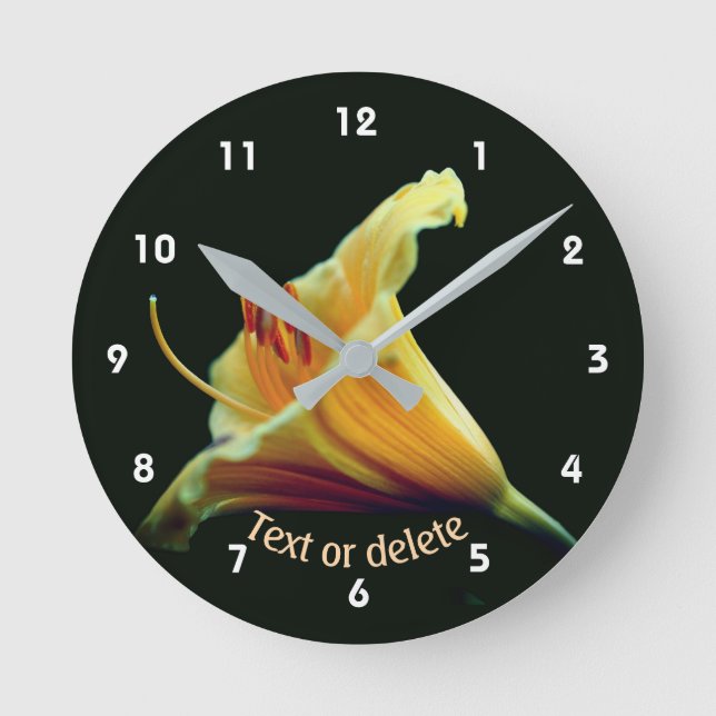 Orange Lily Flower Personalised   Round Clock (Front)