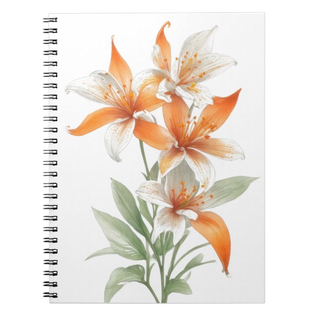 Orange Lily Flowers Notebook (Front)