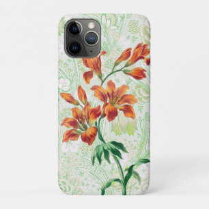 Orange Lily Flowers on Vintage Background  iPhone 11 Pro Case