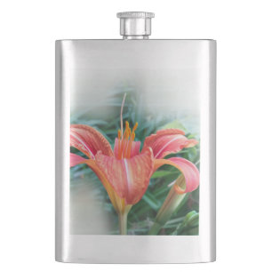 orange lily hip flask