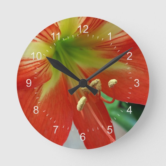 orange lily round clock (Front)