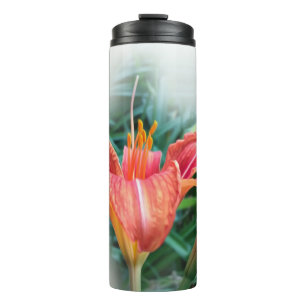 orange lily thermal tumbler