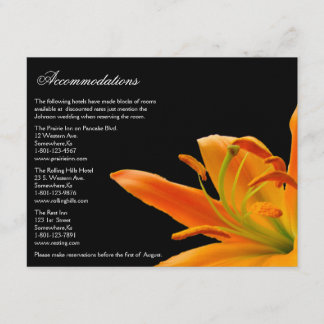 Orange Lily Wedding  Accommodation cards