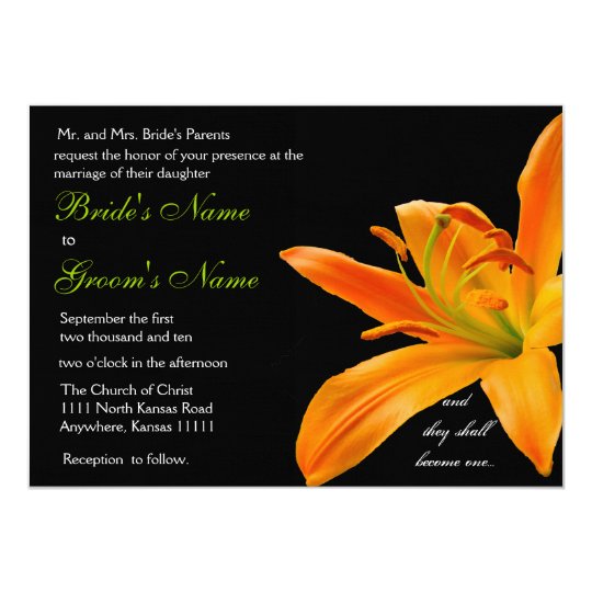 Orange lily Wedding Card