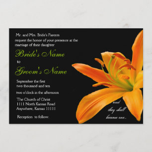 Orange lily Wedding Invitation