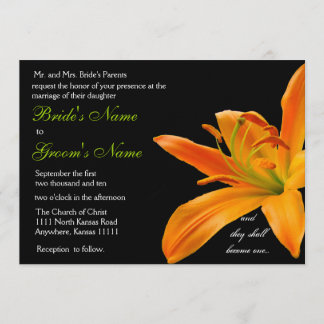 Orange lily Wedding Invitation