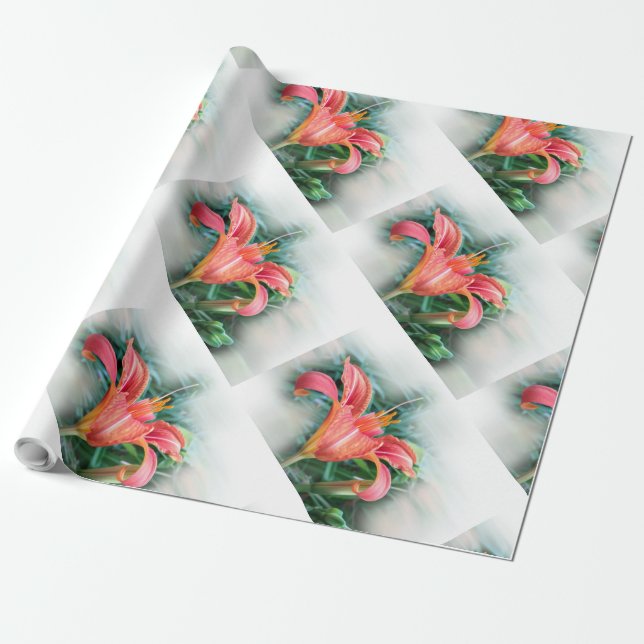 orange lily wrapping paper (Unrolled)