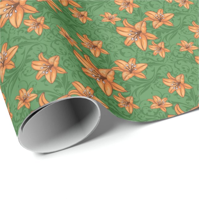 Orange Lily Wrapping Paper (Roll Corner)