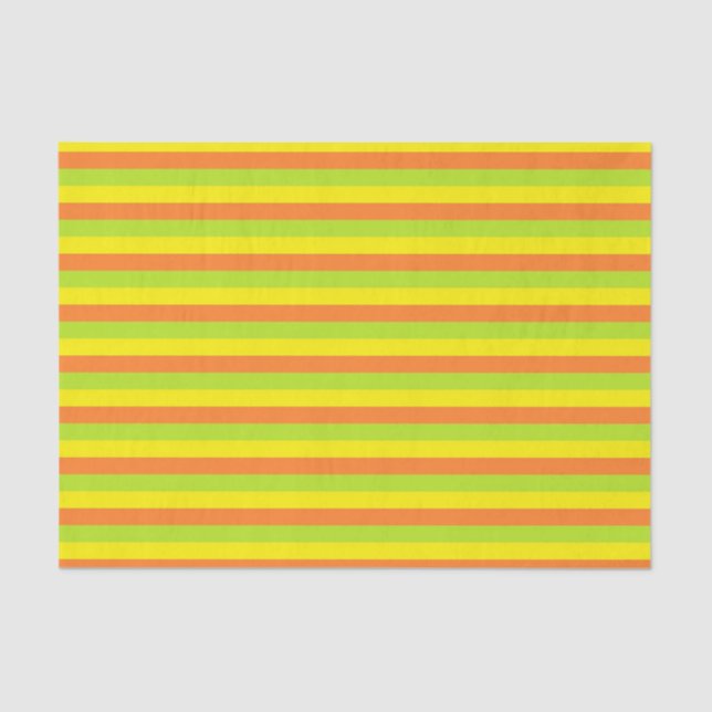 Orange, Lime Green and Yellow Stripes Tissue Paper (Front)
