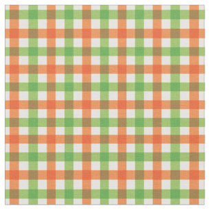 Orange & Lime Green Bright Gingham Plaid/ Tartan Fabric