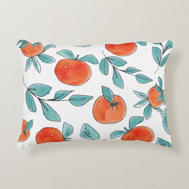Orange line art: seamless pattern decorative cushion (Front)