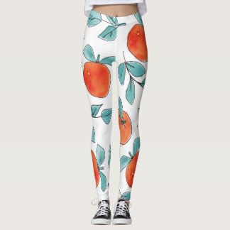 Orange line art: seamless pattern leggings