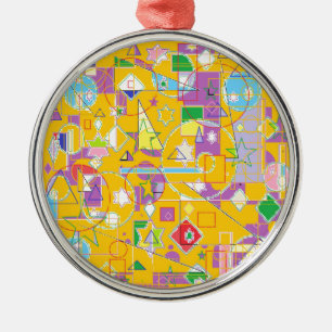 Orange Line Metal Tree Decoration