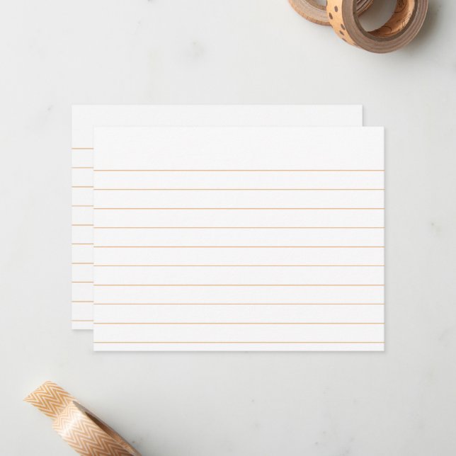 Orange Line Ruled Index Card (Front/Back In Situ)