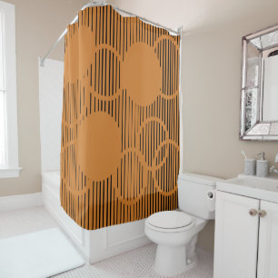 Orange Lined Circles  Shower Curtain