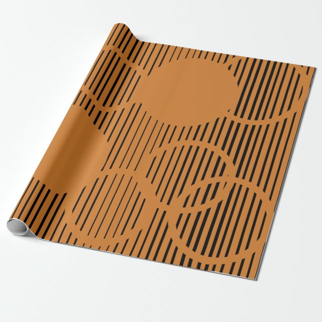 Orange Lined Circles  Wrapping Paper (Unrolled)