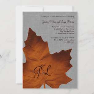 Orange Linen Monogrammed Rehearsal Dinner Invitation