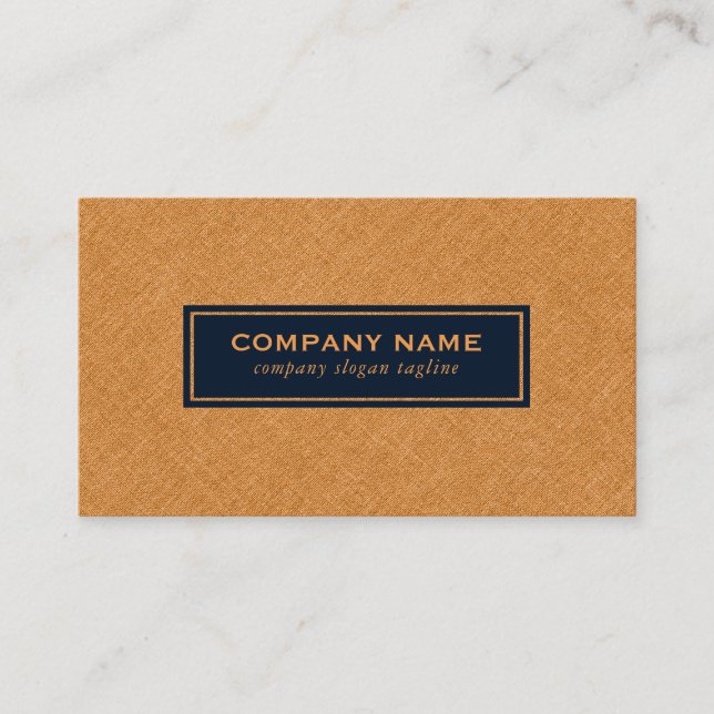 Orange Linen Texture & Blue Background Business Card (Front)