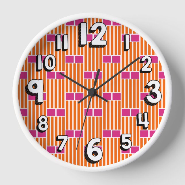 Orange Lines and Pink Boxes  Clock (Front)