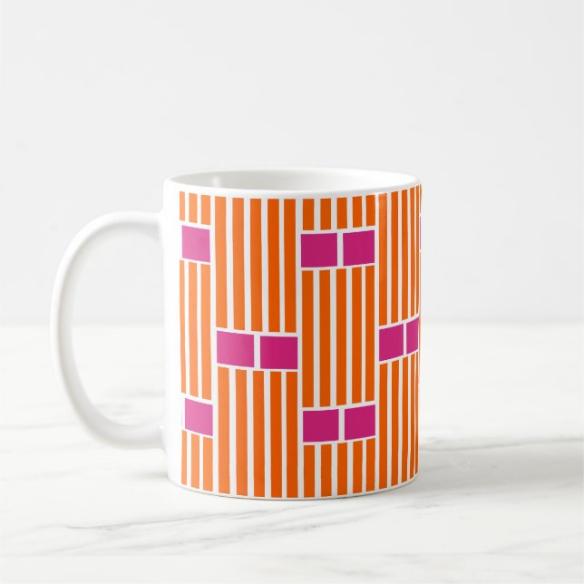 Orange Lines and Pink Boxes  Coffee Mug (Left)