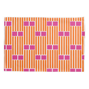 Orange Lines and Pink Boxes  Pillowcase