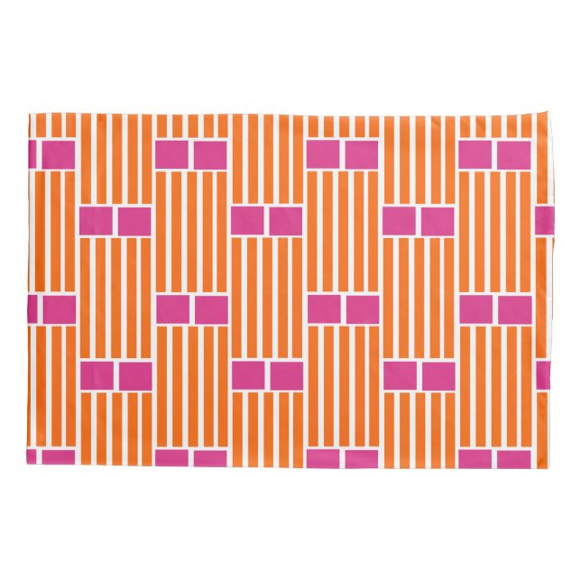 Orange Lines and Pink Boxes  Pillowcase (Back)