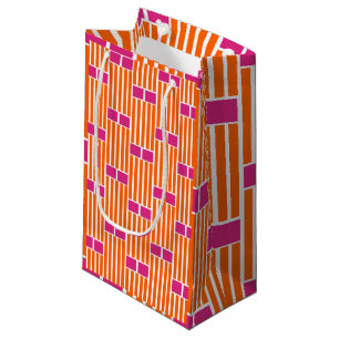 Orange Lines and Pink Boxes Small Gift Bag