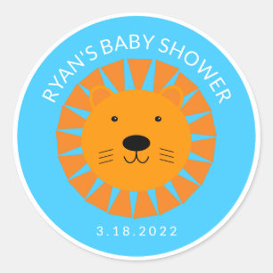 Orange Lion Cub Animal Custom Baby Shower Birthday Classic Round Sticker