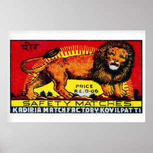 Orange Lion - Matchbox Print - Aesthetic Wall Art