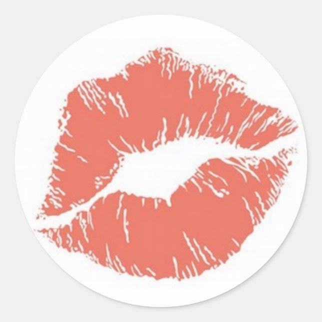 Orange Lipstick Kiss Mark Card Seal Sticker (Front)