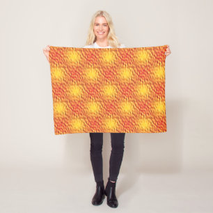 Orange Liquid Fire Interlocking Pattern Fleece Blanket