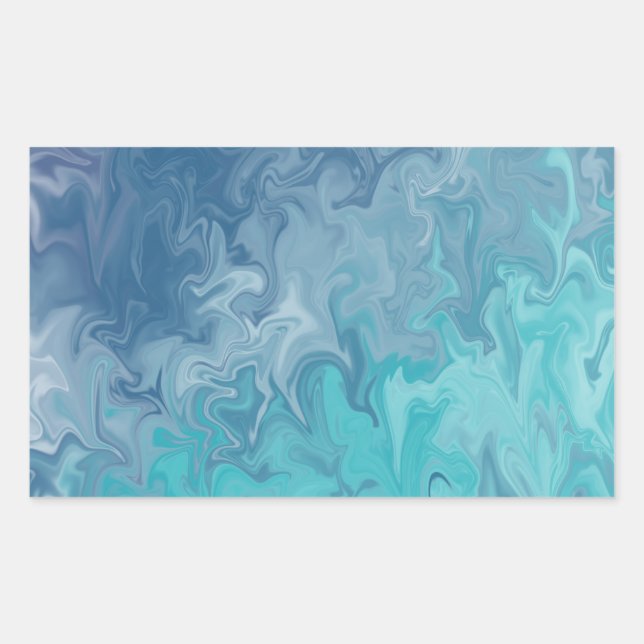 Orange Liquid Marble Abstract Pattern Rectangular Sticker (Front)
