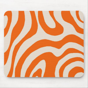 Orange Liquid Swirl Flow Groovy Stripe Y2K Pattern Mouse Mat