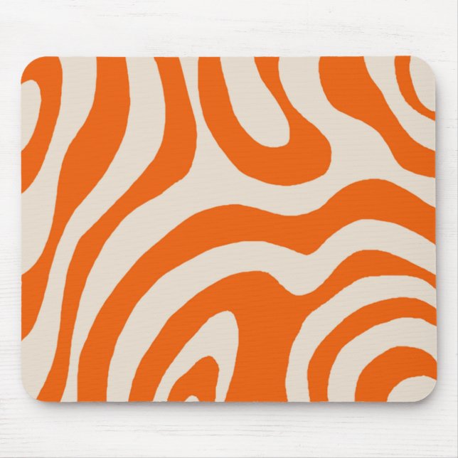 Orange Liquid Swirl Flow Groovy Stripe Y2K Pattern Mouse Mat (Front)