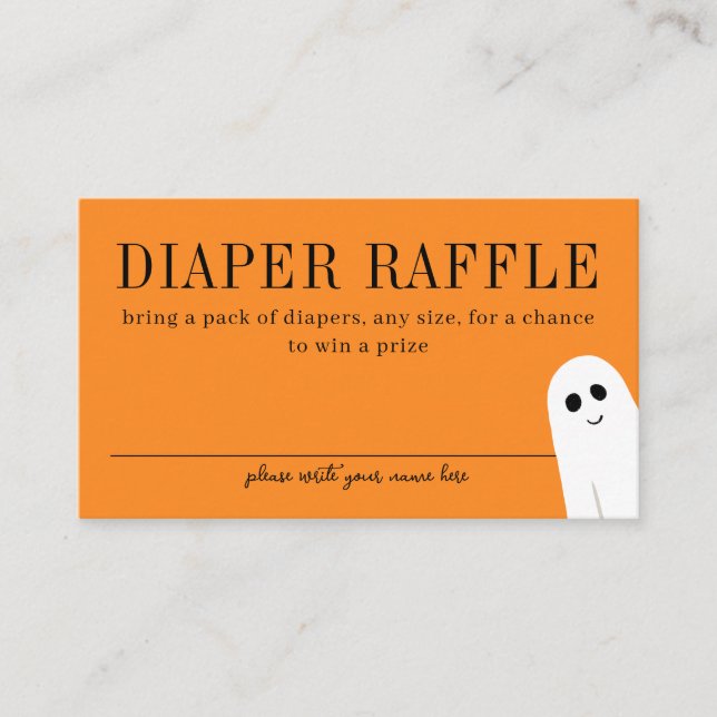 Orange Little Boo Baby Shower Diaper Raffle Enclosure Card (Front)
