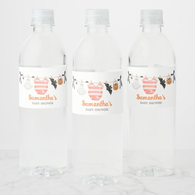 Orange Little Boo Baby Shower Water Bottle Label (Bottles)
