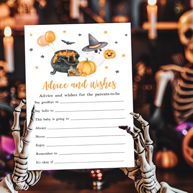 Orange Little Boo Ghost Advice and Wishes Game (Ghost Halloween Baby Shower Advice and Wishes Game)