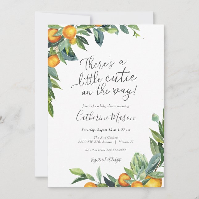 Orange Little Cutie Baby Shower Invitation (Front)