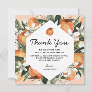Orange Little Cutie Baby Shower Thank You Cards