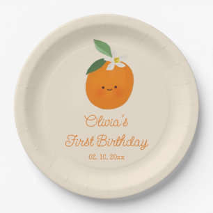 Orange Little Cutie Birthday Party Paper Plate